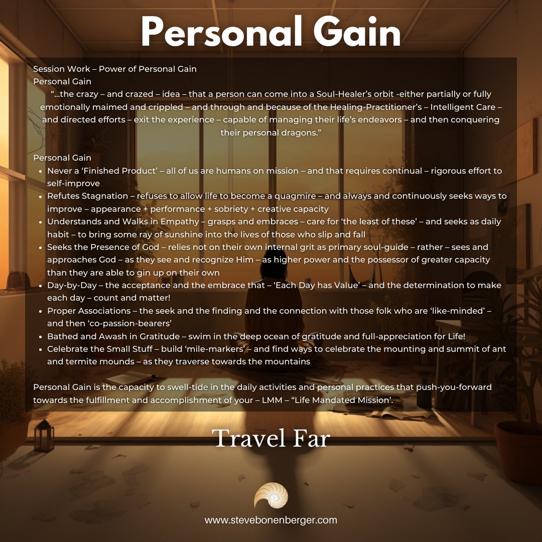 Mmnts_Wth_Steve's tweet image. Embark on the transformative journey of Session Work – Power of Personal Gain. Personal Gain is not a destination but a continuous journey of self-improvement, refusing stagnation, and celebrating even the small victories. 

#PersonalGain #TransformationJourney #SessionWork