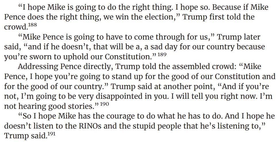 What if Trump had repeatedly and explicitly told his VP to ignore the law and abuse his authority to subvert the electoral count in keeping with his premeditated scheme to sabotage the transfer of power? Well, here’s what he did do: 4/