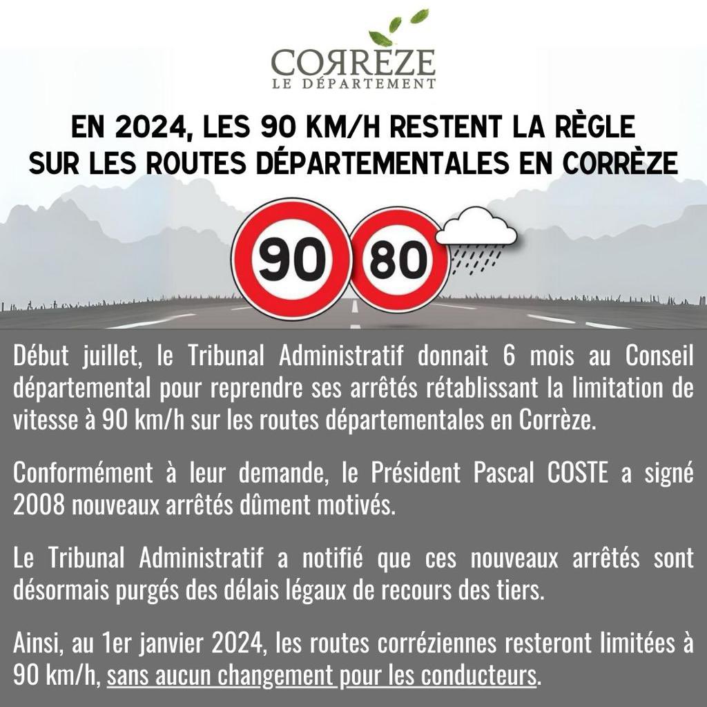 En 2024, les 90 km/h restent la règle sur les routes départementales en Corrèze 🛣️