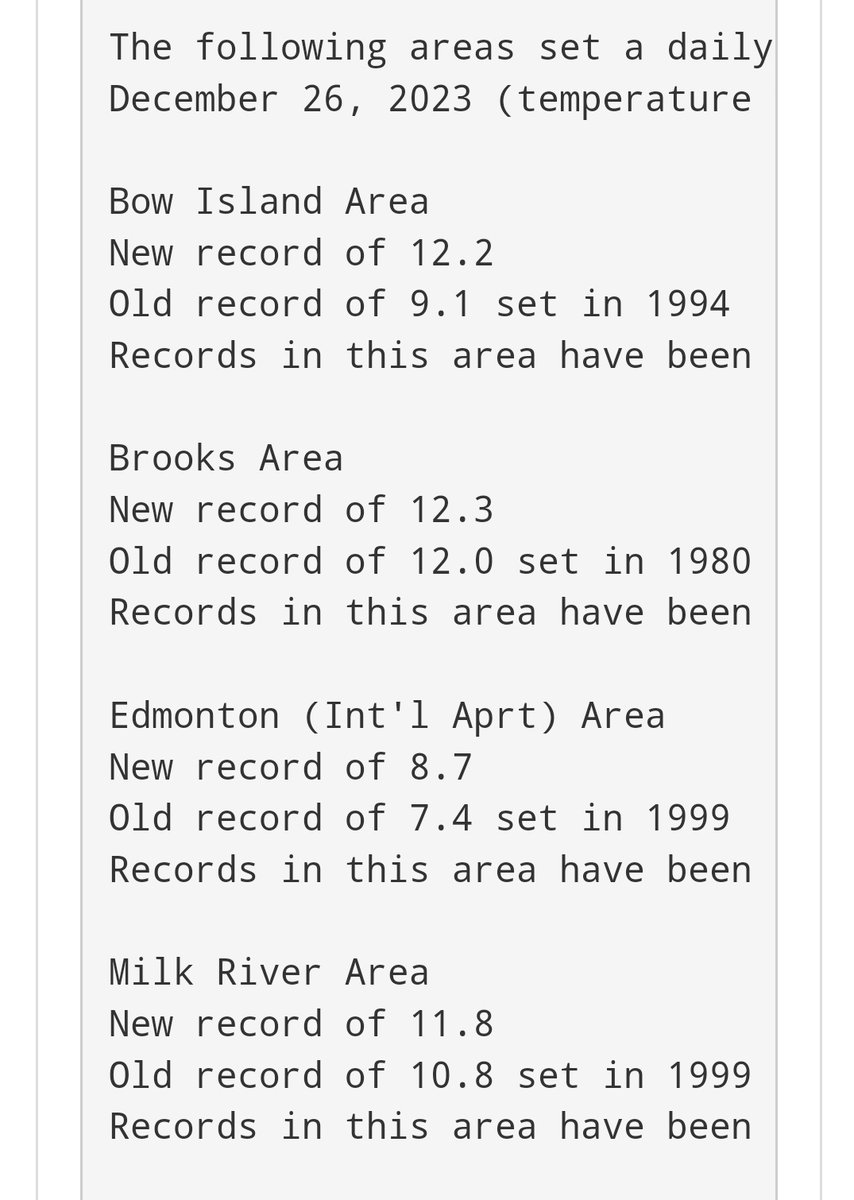 Oh hey, more December weather records for Alberta that don't involve the minus symbol, including Edmonton's airport. #yeg #yyc