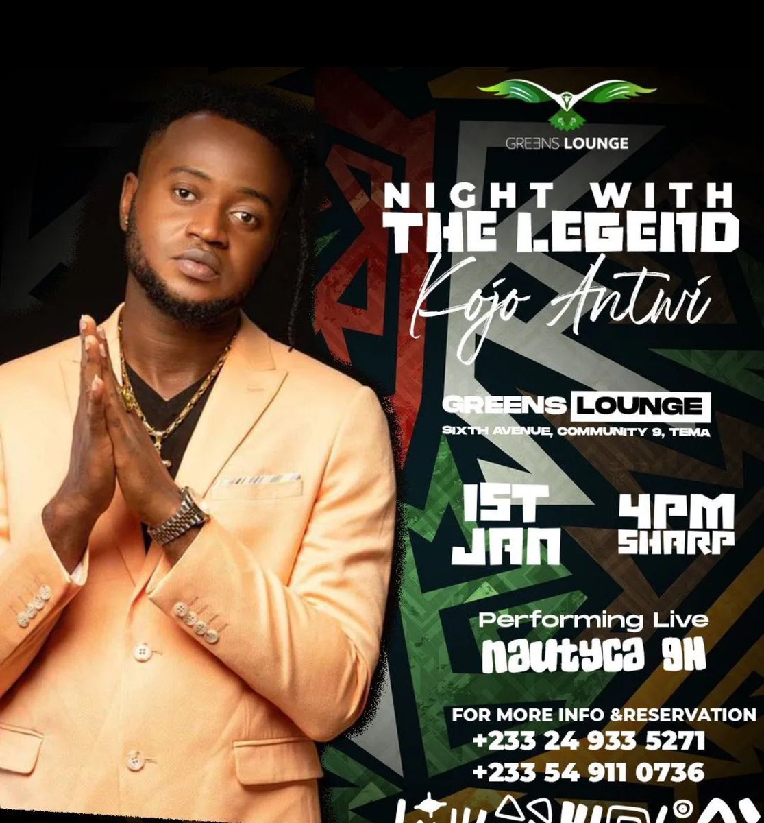Dream worth celebrating. Same platform with the legendary KOJO ANTWI. how my 2024 started. Live performance.!!Come out in ur numbers let’s have a good time  #greenslounge. #Tema 1st January ❤️  #Bigleague