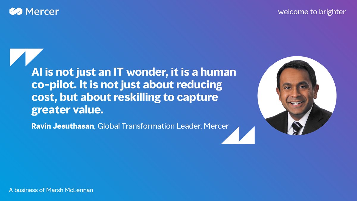 Deploying generative #AI is an firm-wide commitment. From reskilling to work redesign, @RavinJesuthasan shares how #HR and #business leaders can carry their organization into the #FutureofWork. bit.ly/489r3je #WEF24