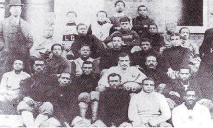 CIAAForLife's tweet photo. The Birth of Black College Football. 🏉

On this day, December 27, 1892, @lcbluebears and Biddle College (now @JCSUSports ) played the first Black intercollegiate football game in Salisbury, North Carolina. https://t.co/u3EtrWnTXp