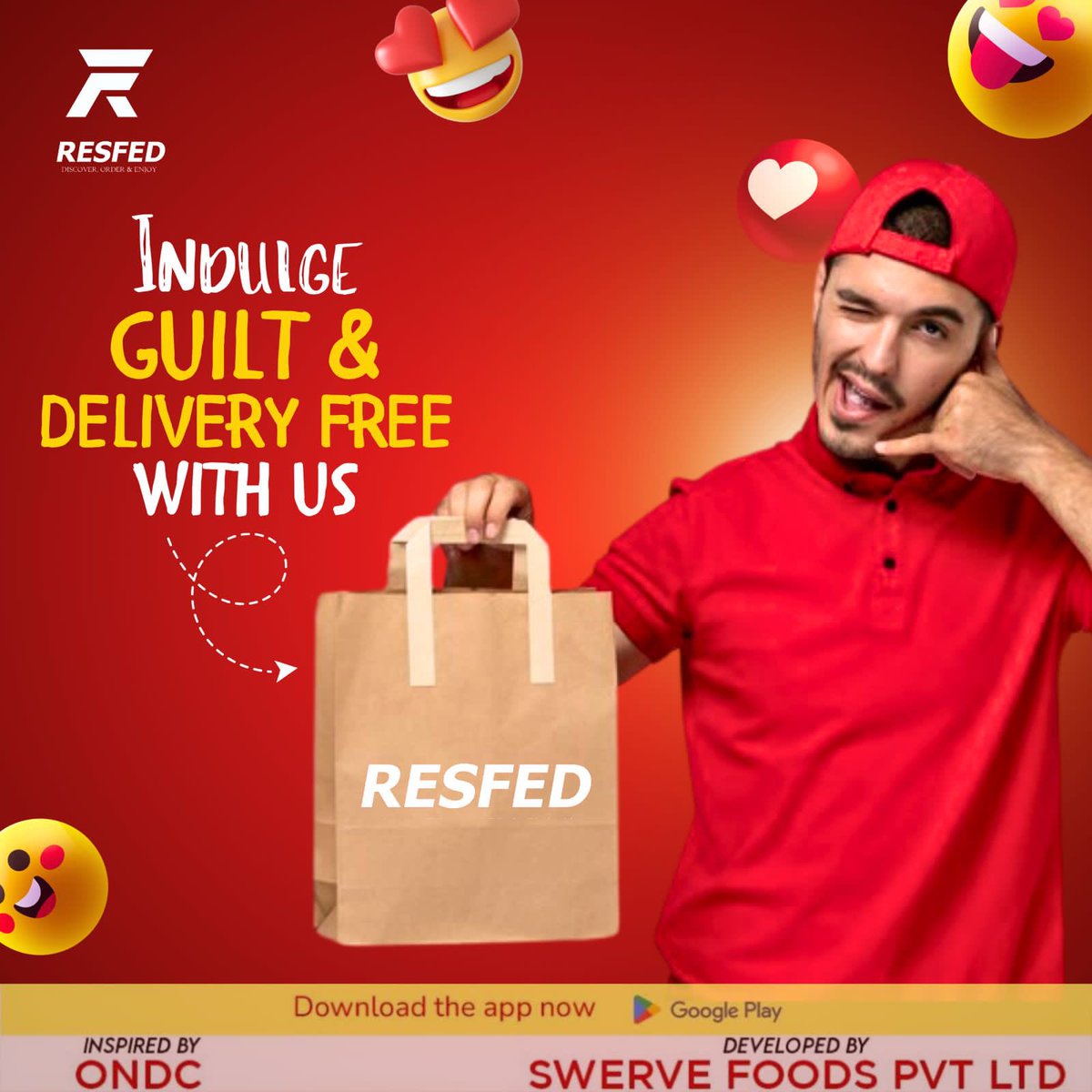 Indulge guilt-free and delivery-free with Resfed! 🍔🚫 No guilt, no delivery fees – just pure satisfaction. Download the app and order now! 

#ResfedDelivers #GuiltFreeIndulgence #FoodDelivery #OrderNow #NoDeliveryFees #FoodieLife #DeliciousDeliveries
