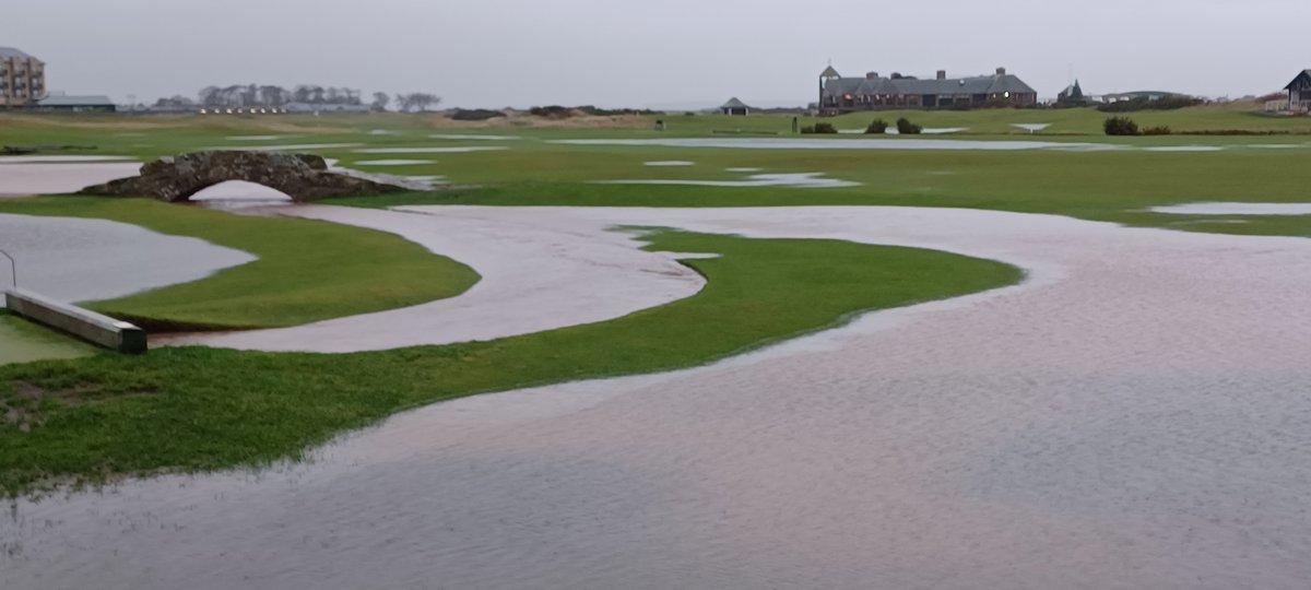 Swilcan Burn in spate and Old Course flooded.

#oldcourse #swilcanburn #standrews
