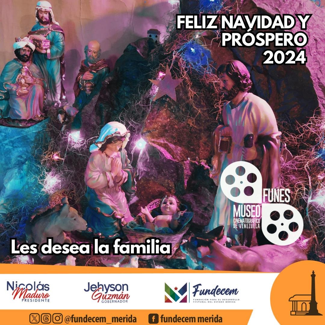 MuseoFunes's tweet photo. 🎥 El Museo Cinematográfico de Venezuela José Manuel Funes les desea una feliz navidad y un próspero 2024, lleno de salud, éxitos, mucho cine y grandes satisfacciones 🎁 https://t.co/P65YxHuta5