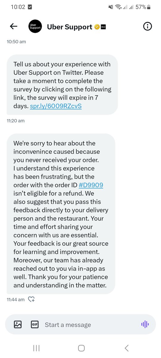 edomiteking's tweet photo. @Uber_Support Why even bother @Uber @Uber_Support @UberEats ?
How can your company so blatantly deny a refund despite saying that you "understand" that the order isn't delivered?
Are we speaking the same language at this point?
*THIS* is your response in DM again? https://t.co/g0DC7ChkBv