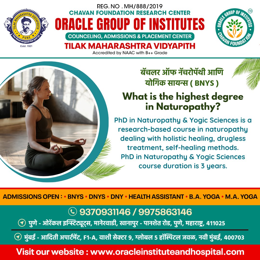 OracleCollege's tweet photo. 🎯 Chavan Group of Institutes &amp; Hospital - Pune’s first and fully-fledged institution to offer a 5 ½ years BNYS Degree.
✅ For More Details, Contact: +91-9370931146
▶️ Address: Chavan Group of Institutes, Manerwadi Phata, Khanapur Gaon, Pune-411025, Maharashtra, India
----
#bnys https://t.co/rFp8wuyoPw