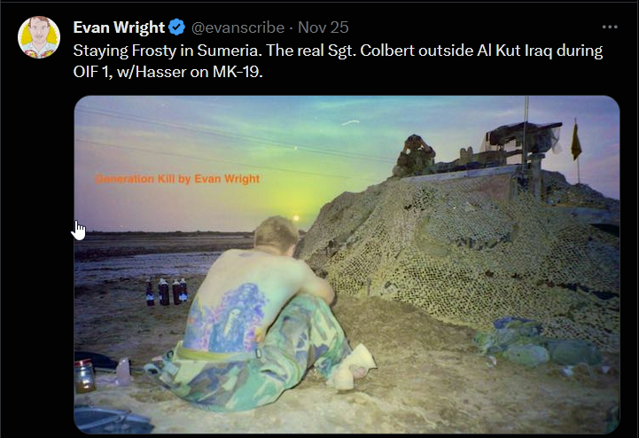 p00naniz's tweet photo. @mcsthomsen Fantastisk serie! Den har jeg sett mange ganger. Anbefaler deg å følge han som skrev boken, @evanscribe for masse bilder og historier fra da han var med som reporter i humwee'en til Iceman https://t.co/YUt1rDJGtx