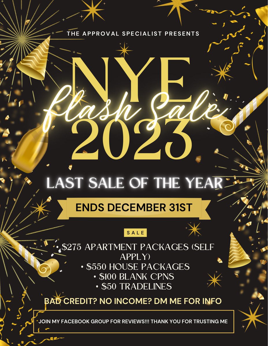brlailai's tweet image. LAST SALE FOR THE YEAR‼️ WHO WANTS A FRESH START GOING IN THE NEW YEAR??? NEW CAR⁉️ NEW PLACE⁉️ NEW A CREDIT BOOST⁉️ DM ME FOR ALL YOUR NEEDS❤️‍🔥 #theapprovalspecialist #FastTurnaround 
#apartmentpackages #housepackages #tradelines #phonepackages #creditboost #new #700plusscore