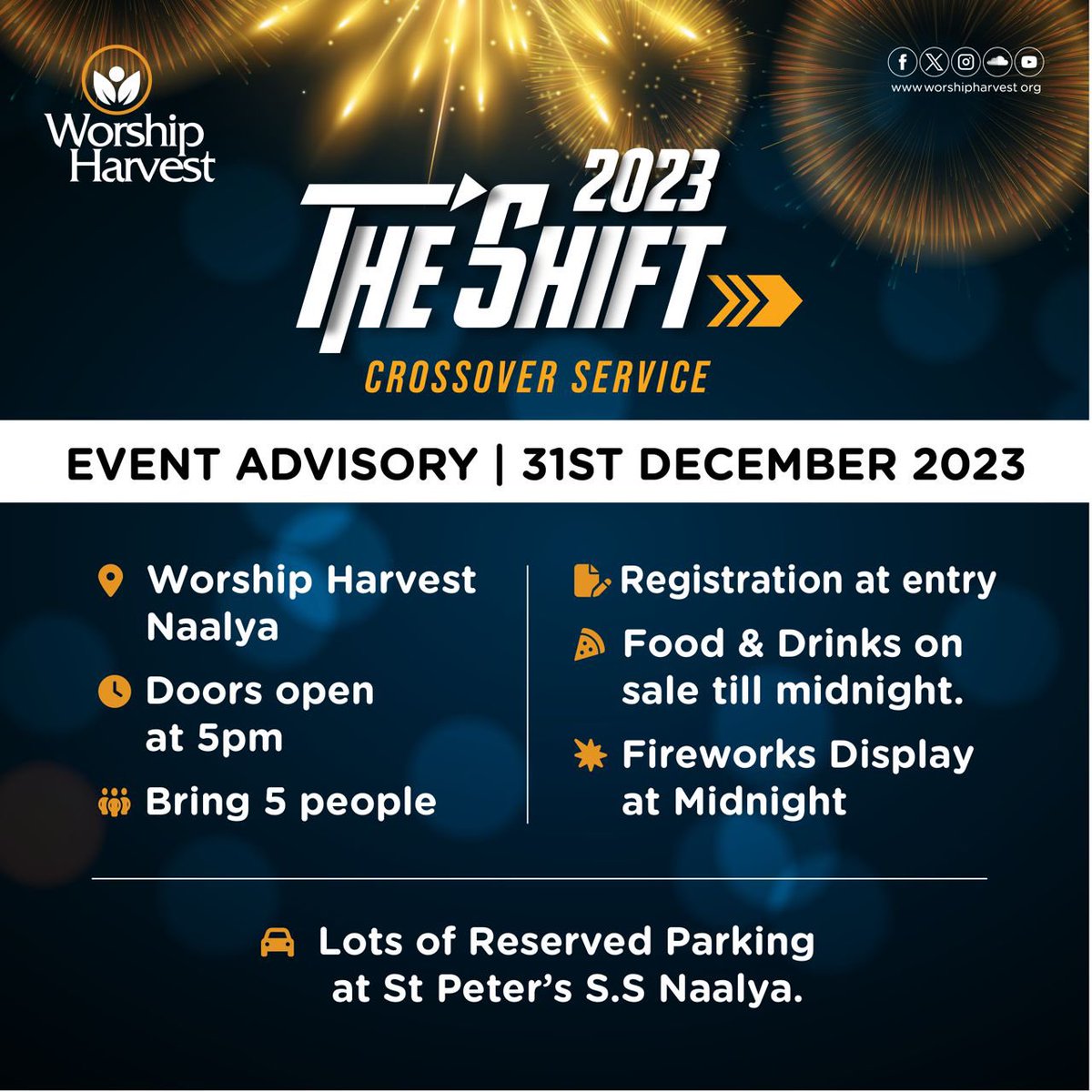 Are you ready for #TheShift? Isaiah 60 is next level!

We are moving forward.
See you, #WorshipHarvest for the #CrossoverService on 31st at 6pm.

Arise, Shine, for your light has come! It's time to shift!