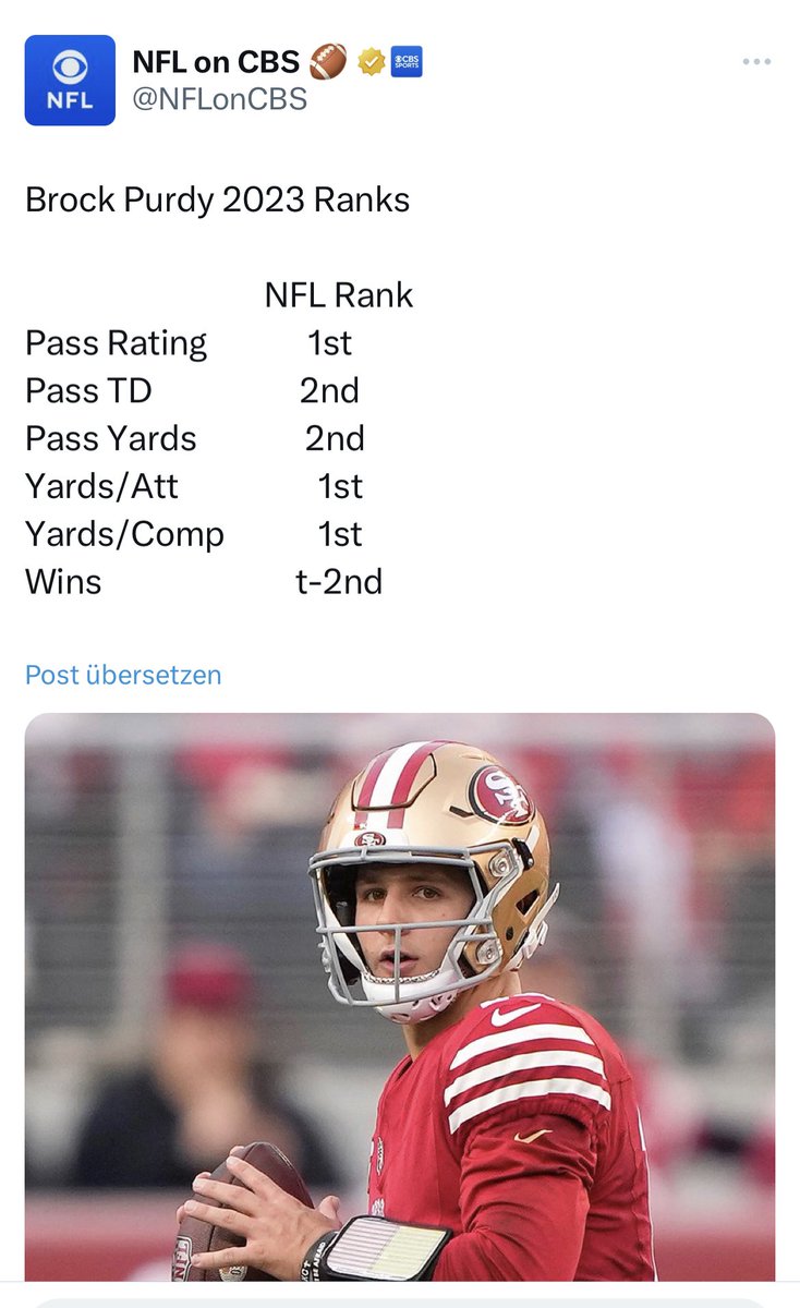 graefe_manuel's tweet photo. @adrianbb89 Sorry,aber was eine tendenziöse+unvollständige Analyse gg Purdy-nur um seine vorherige Meinung in einem Spielzug bestätigt zu wissen? 
-,klebt mit den Augen‘..
-,kein Elite-Arm‘..?🙈 
Gegen den immer noch besten QB der Saison?Jeder mag jemanden anderes besser finden,aber so..?1/5 https://t.co/fZrKGeq4TJ
