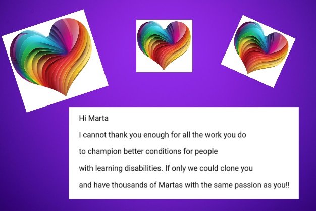 Back at work today & just came across this lovely compliment from a #parent #carer. Never underestimate the #power of saying #thankyou although thousands of Martas might be little too much🤣. Let's continue the work we do, #together we can make a #difference. #learningdisability