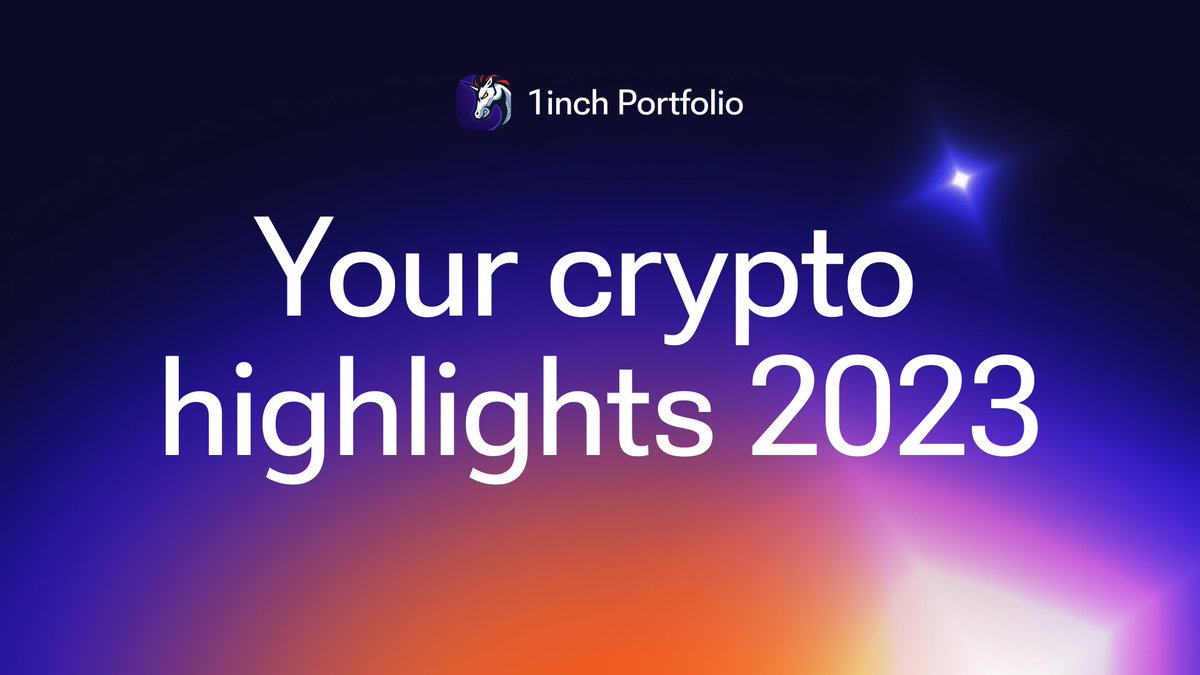 Discover your personal 2023 crypto highlights ✨ with #1inchPortfolio2023!  📱 Go to https://t.co/dGc0M6kham or open @1inchWallet 📊 Explore your value  evolution, top tokens, PnL & ROI 🙋 Share your stats with friends