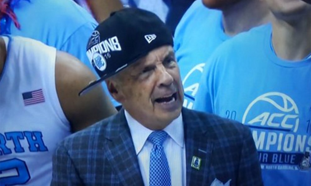 UNC_TarHeelFan's tweet photo. I will never forget seeing Roy Williams like this after the 2016 ACC Tournament championship 😭 https://t.co/4vtVeKFpFV