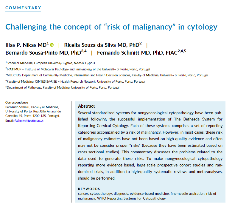 New from <a href="/NikasIlias/">Ilias Nikas, MD</a> et al | Challenging the concept of “risk of malignancy” in cytology acsjournals.onlinelibrary.wiley.com/doi/full/10.10…

#CytoPath
