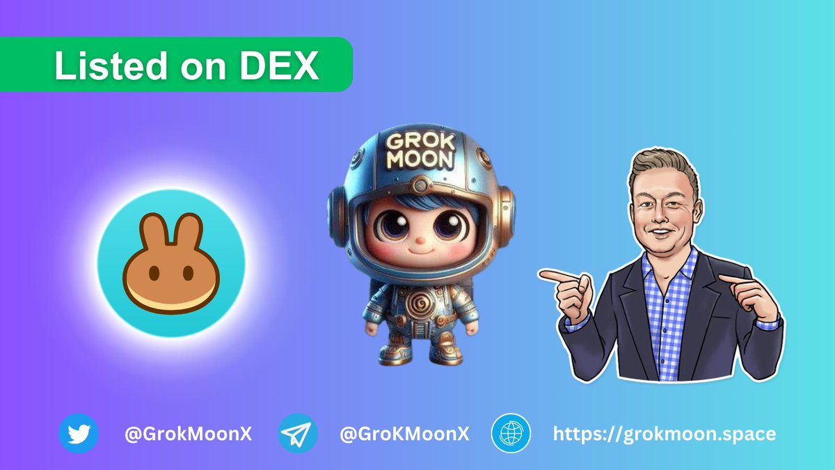 GrokMoonX's tweet photo. 📣  Grok Moon listed on PancakeSwap 

🥳 Congratulations to all community members and participants! Let's showcase the power of GroK Moon to the entire crypto space.

💎 Contract:
0x6F3468588A57D5a631198532c6A3c693Cf512C5C

#GrokMoon #ToTheMoon #ElonMusk https://t.co/3OTZ86jiIm