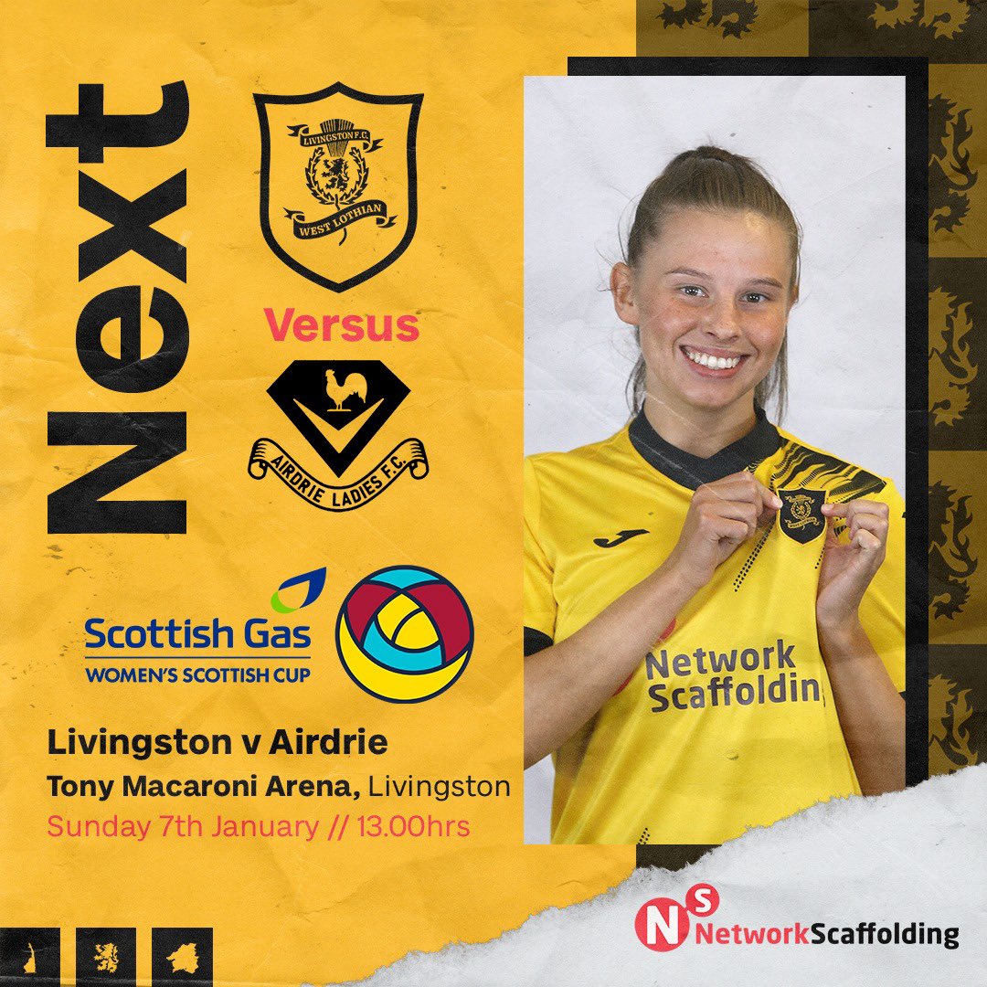 livingstonwfc's tweet photo. 🎟️ Tickets are on sale for our first game of the new year, as we welcome @AirdrieLadiesfc to the Tony Macaroni Arena in Scottish Cup action! 

https://t.co/YrBMTLgXdZ https://t.co/tI89VvYS7h