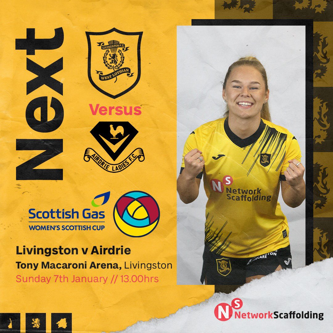 livingstonwfc's tweet photo. 🎟️ Tickets are on sale for our first game of the new year, as we welcome @AirdrieLadiesfc to the Tony Macaroni Arena in Scottish Cup action! 

https://t.co/YrBMTLgXdZ https://t.co/tI89VvYS7h