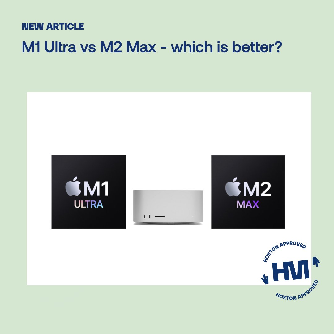 What’s faster M1 Ultra or M2 Max? And why you should consider a refurbished Mac Studio M1 Ultra over a new Mac Studio M2 Max.
To see the comparison check out our article:
hoxtonmacs.co.uk/blogs/news/m1-…