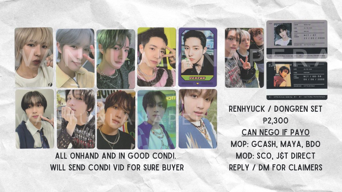 wantualanapera's tweet photo. #wantusell

wts lfb ph sale

NCT Renjun Haechan pc set

• add to set: nct zone steampunk concept pc

₱2,300 ✨₱2,200 if payo

🏷️ dream 127 2023 renhyuck dongren hello future glitch mode beatbox mixtape istj golden age archiving collecting everline ld r2 unit transpo card ds https://t.co/1HoPvcWd5D