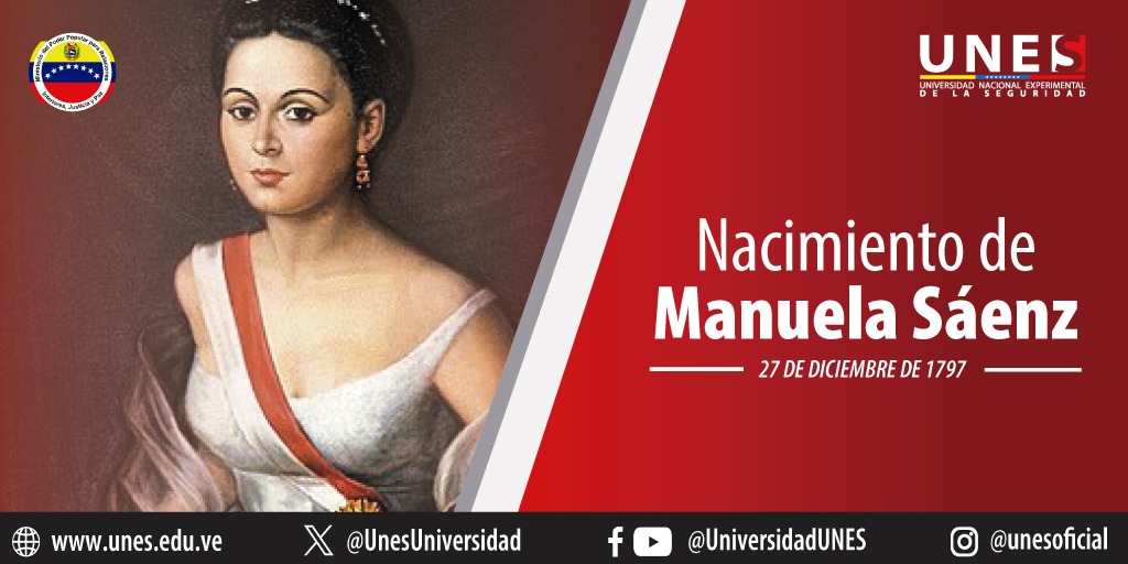 Efeméride🗓| Tal día como hoy #27 Dic del año 1797, nació en Ecuador Manuela Sáenz de Vergara y Aizpuru. Fue una gran heroína y prócer en la gesta de la independencia y es considerada un símbolo del feminismo en América Latina. #NavidadEsAmor