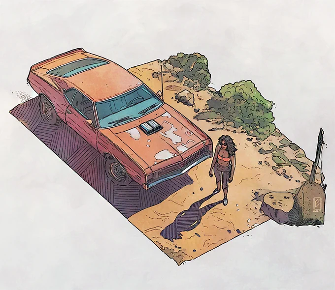 Needed to draw some muscle car with 70's vibes following my last comic book reading.