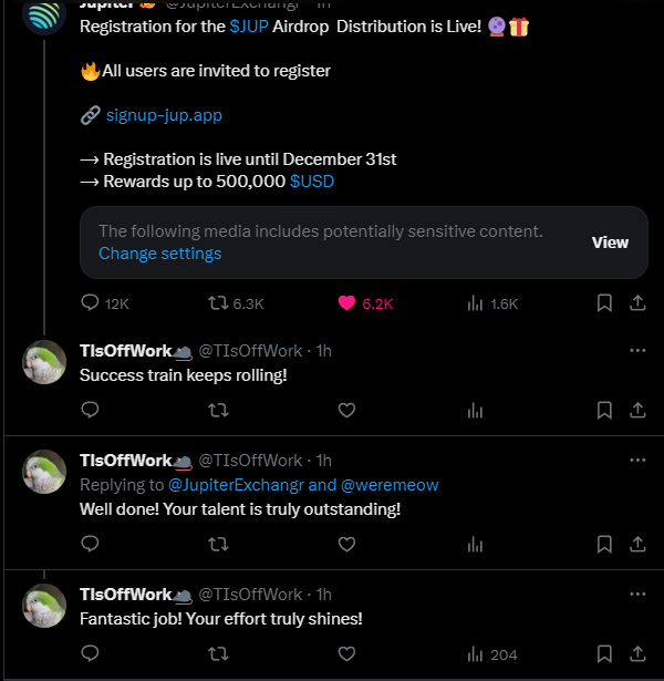 TIsOffWork's tweet photo. So obviously someone took control of my account because it was all crypto scams but I do really enjoy the comments they left. Fantastic job! Your effort truly shines! lmao https://t.co/ovwIW4TShU