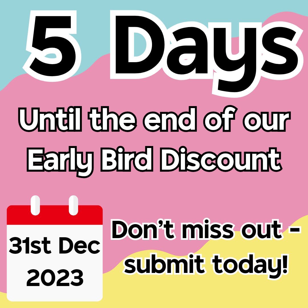 There are just 5 days left until the end of our Early Bird discount! Submit your film to us now using FilmFreeway!

#FilmFestival #Swindon #UKFilmScene #Filmmaker #SwIFF24 #EarlyBird #EarlyBirdDiscount #FilmFreewayGold #IMDbQualifying #Wiltshire #InternationalFilm