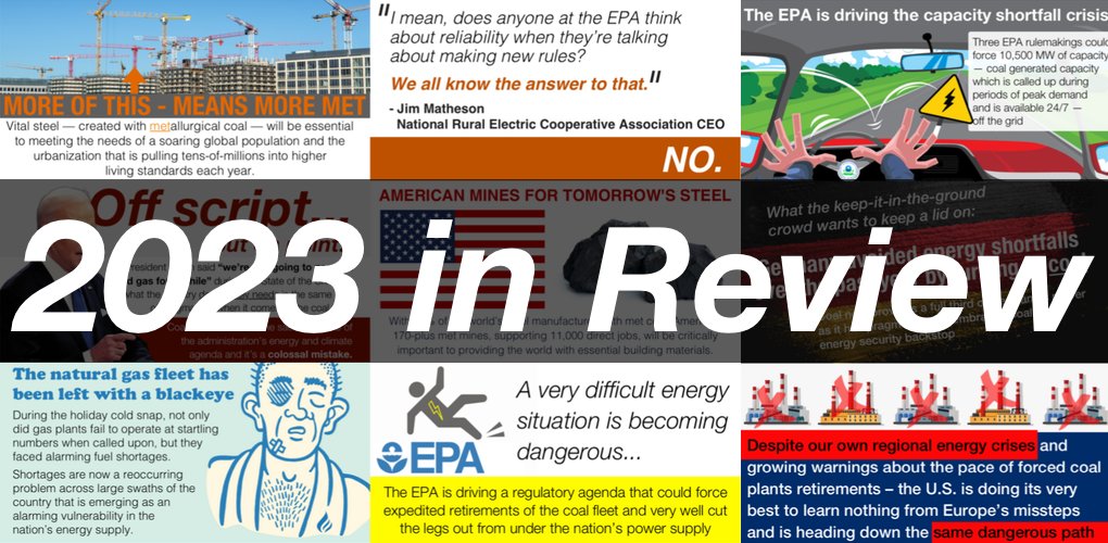 countoncoal's tweet photo. It's time for the 2023 year in review -- some of the Count on Coal blog highlights for the year: https://t.co/MgAQG1c5af #coal #countoncoal #energy #economy #electricity #grid https://t.co/AJx6BtlOJI