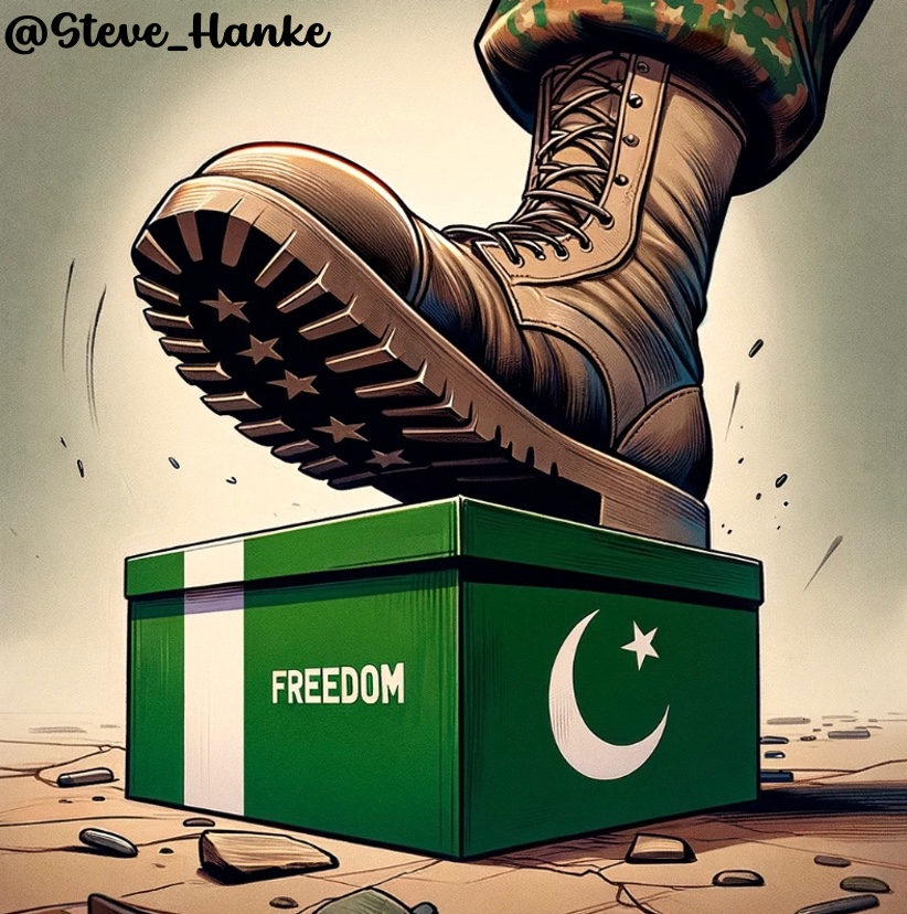 steve_hanke's tweet photo. #PAKWatch:

Pakistan’s military boot is alive and well.

Exhibit No. 1:

@ImranKhanPTI &amp; his @PTIofficial party. https://t.co/EcJoVNee4h