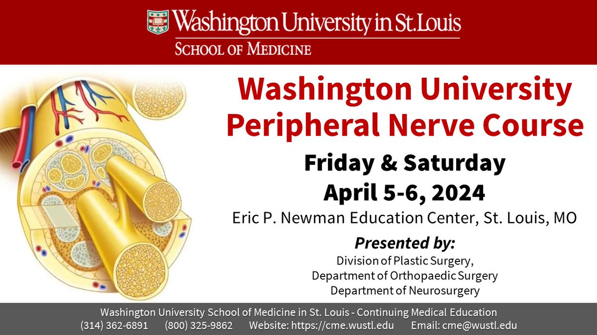 WashU Plastic Surgery Residency (@washuplastics) on Twitter photo #WashUPlastics, @WUSTLortho and <a href="/WashUNeurosurg/">WashU Med Taylor Family Department of Neurosurgery</a> are proud to present the Washington University Peripheral Nerve Course, scheduled for April 5-6, 2024 at Washington University School of Medicine. Learn more and register for the course here: cme.wustl.edu/index.cfm?do=p… #WashUPlastics, @WUSTLortho and <a href="/WashUNeurosurg/">WashU Med Taylor Family Department of Neurosurgery</a> are proud to present the Washington University Peripheral Nerve Course, scheduled for April 5-6, 2024 at Washington University School of Medicine. Learn more and register for the course here: cme.wustl.edu/index.cfm?do=p…