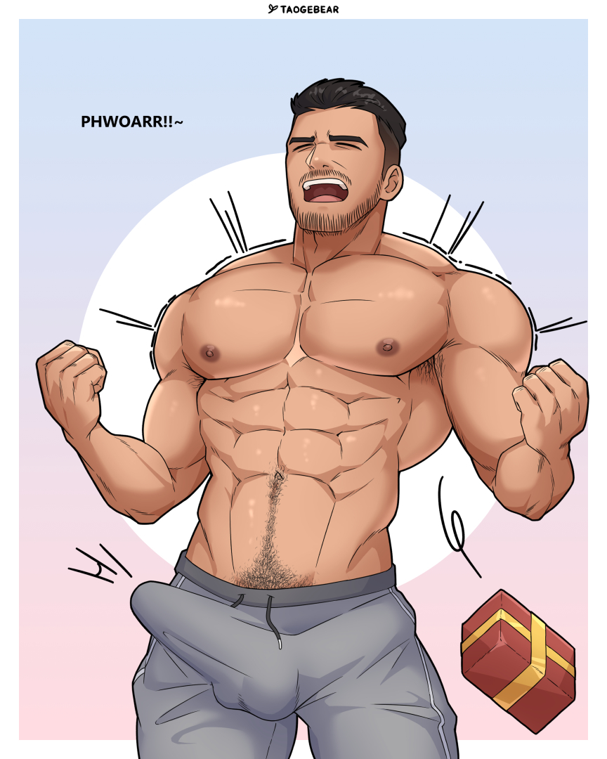 taogebear's tweet photo. The Gift of Growth 💪
Guy got a box of muscle growth for Christmas. He must've been extra Nice the whole year~

#bara https://t.co/0qAjVWzhGx