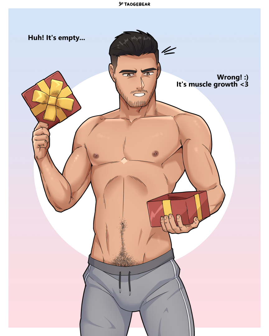 taogebear's tweet photo. The Gift of Growth 💪
Guy got a box of muscle growth for Christmas. He must've been extra Nice the whole year~

#bara https://t.co/0qAjVWzhGx