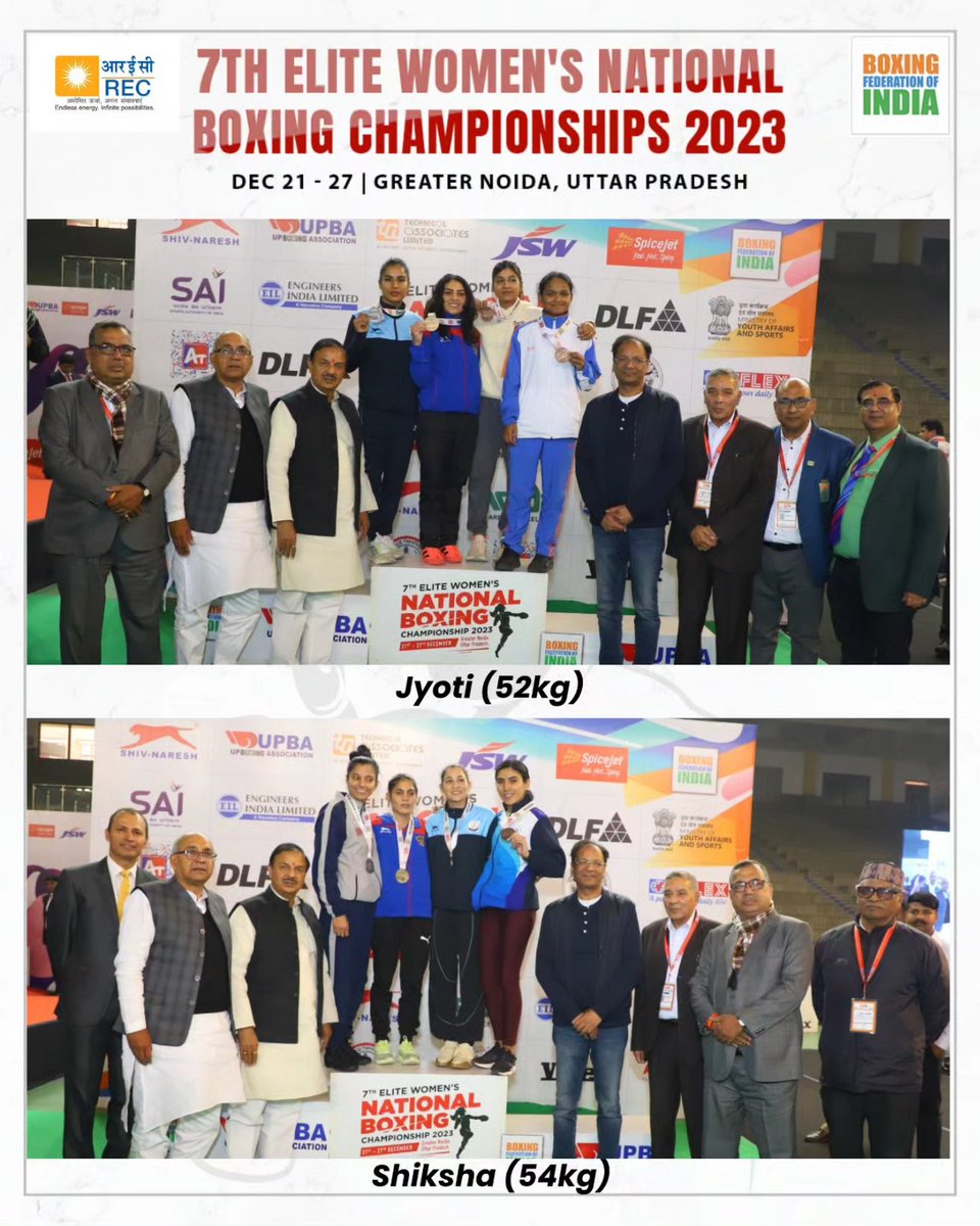 Our Gold 🥇 medalists from the 7️⃣th Elite Women's National Boxing Championships 💪 Congratulations to the winners 🥳 #AjaySingh l @debojo_m #PunchMeinHaiDum #Boxing