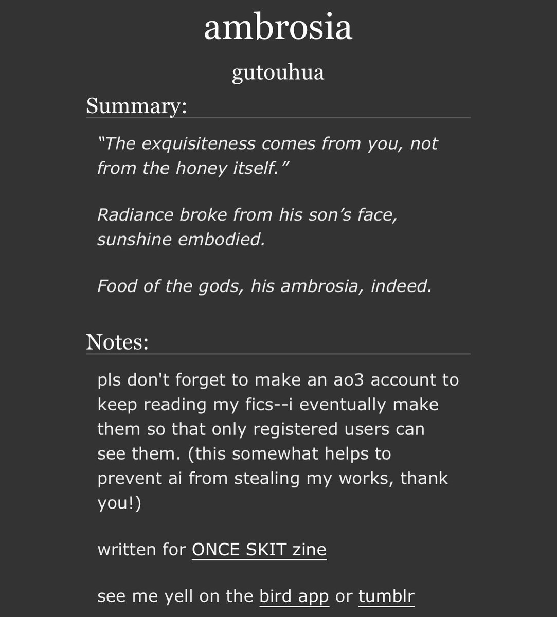 gutouhua's tweet photo. My fic for @onceskitzine 🖤 Thank you for a successful finished zine! 
🖤 https://t.co/SgZngJOTxs🖤 https://t.co/tSvomnY3Jy