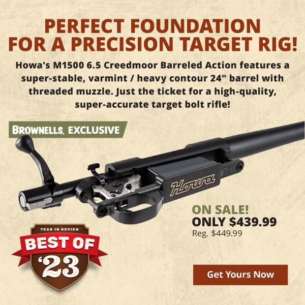 BrownellsInc's tweet image. Save now on the #Brownells Exclusive M1500 6.5 Creed Barreled Action from our friends at #HOWA! A perfect foundation for a precision target bolt #rifle! Shop here: shorturl.at/uBFR2

#guns #boltaction #gundeals