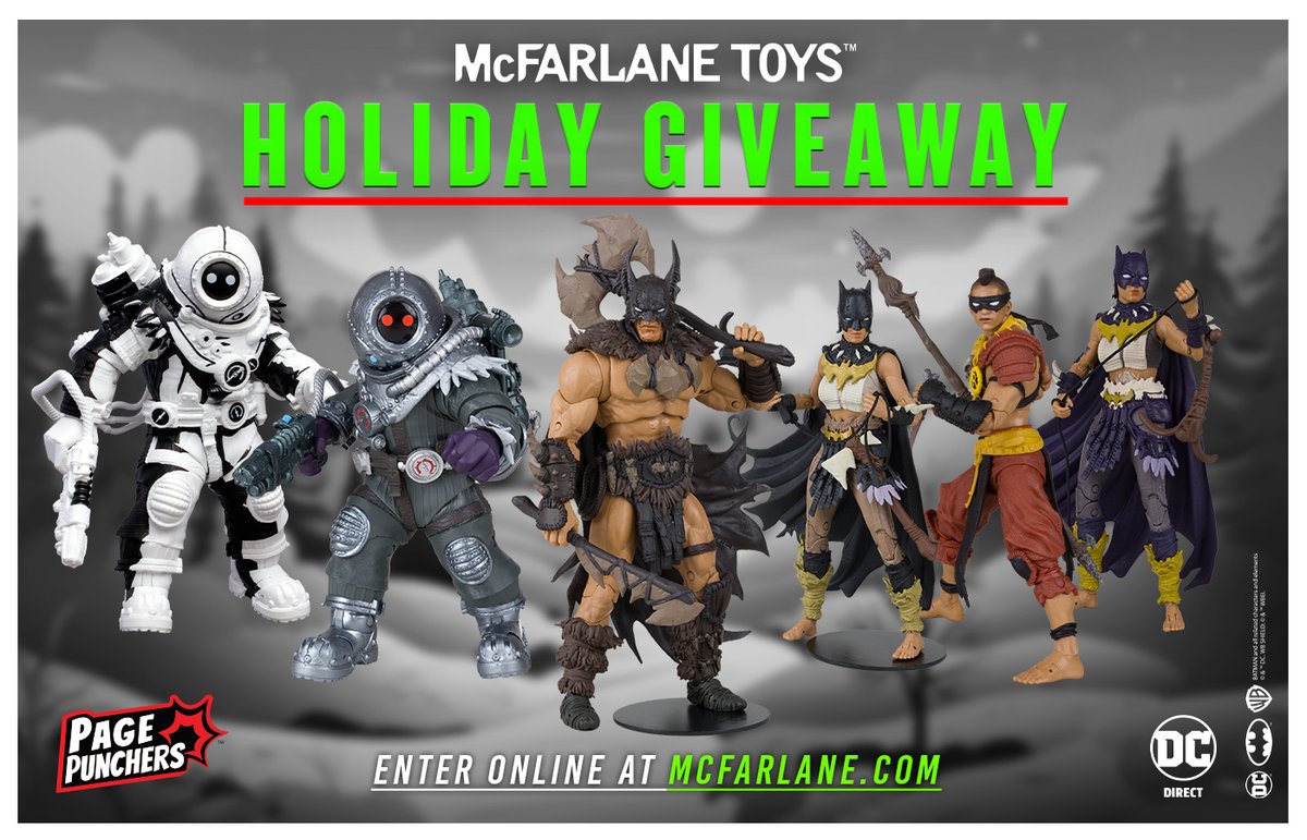 Enter for your chance to win 1 of 5 #PagePunchers prize packs! Click HERE to enter + full #contest details ➡️ bit.ly/PagePunchersHo… ⁠ You must be 18 years or older and a legal resident of the United States or Canada to enter.⁠ ⁠ ⁠ #McFarlaneToys #DCComics #Batman #Giveaway