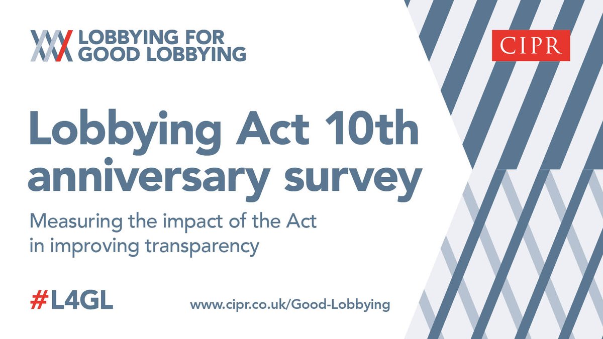 As we approach the 10th anniversary of the Lobbying Act, we want to hear your views on its impact on trust and transparency.

Share your thoughts through our 5-minute survey, open to UK lobbyists and those interested in ethics in politics.

Take survey > ow.ly/jSoF50QfU2e