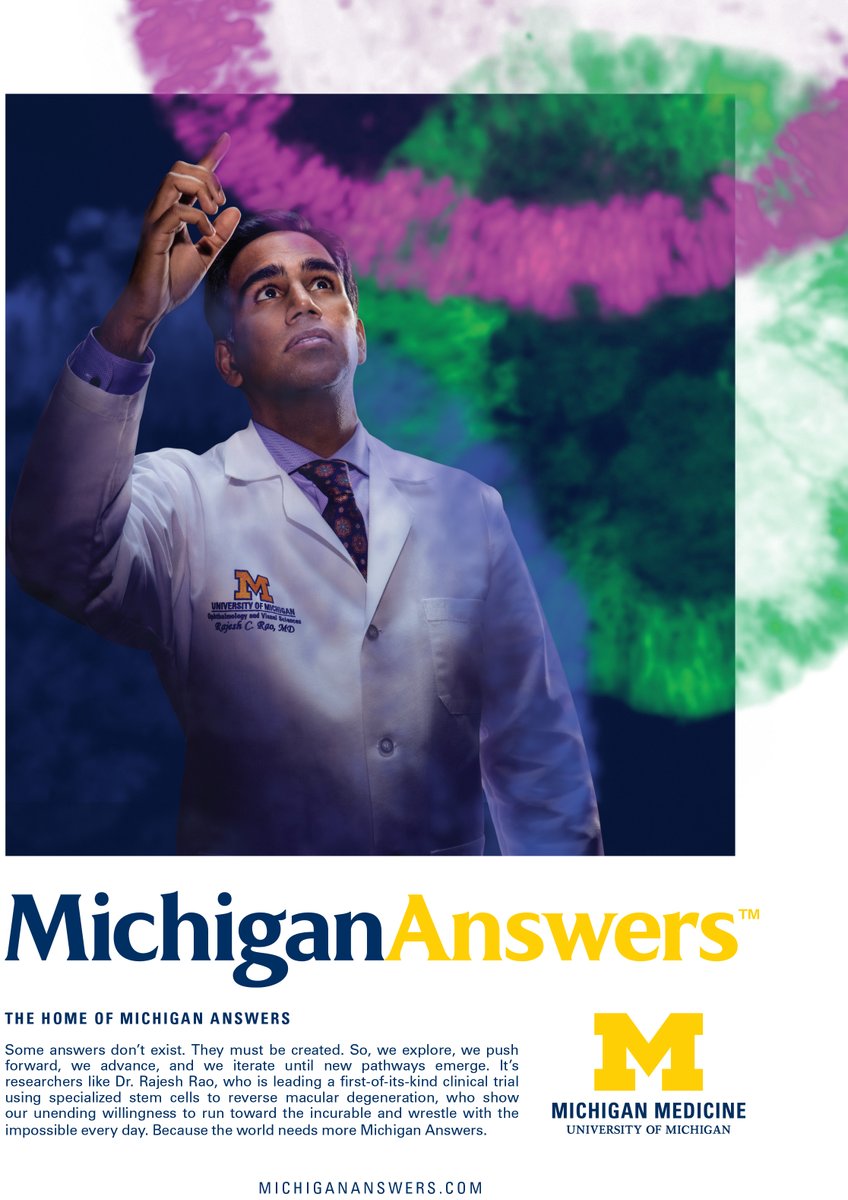 NEI grantee Rajesh Rao, M.D., @michmedicine featured in Rose Bowl program. Rao is leading a first-of-its-kind clinical trial using specialized stem cells to reverse macular degeneration. #rosebowl @surgeonretina