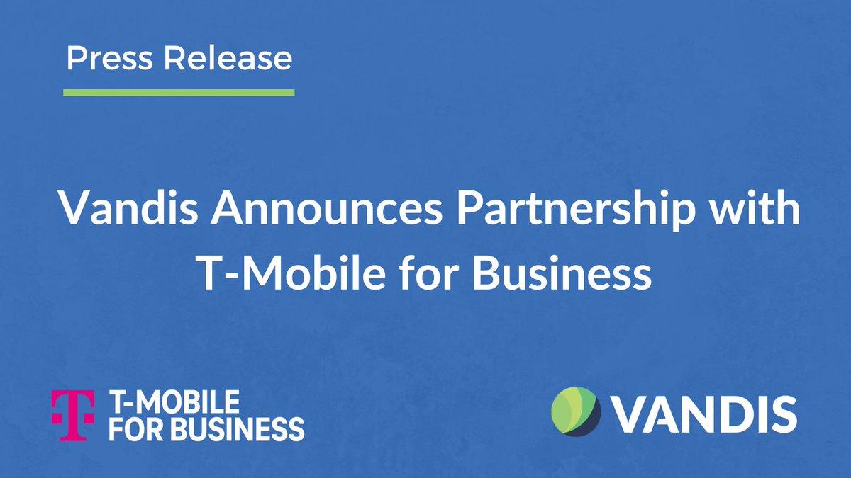 Vandis is pleased to announce its partnership with T-Mobile for Business, the provider of the nation’s largest, fastest 5G network to help organizations of all sizes be more efficient, collaborate more effectively, and transform their customer experiences. hubs.ly/Q02dNsr40