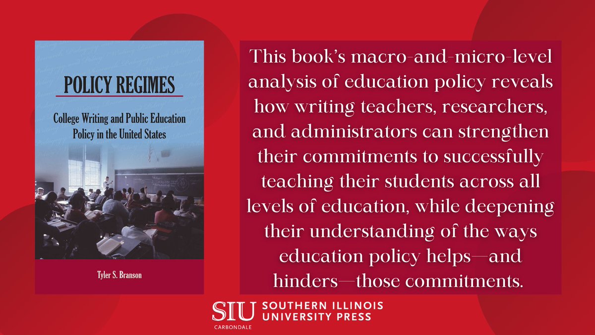 “Policy Regimes is a powerful argument for focusing on the ways that policy and writing studies do—and can—shape one another.”—Ryan Skinnell, author of CONCEDING COMPOSITION. siupress.com/books/978-0-80… #policyregimes #policy #education #educationpolicy