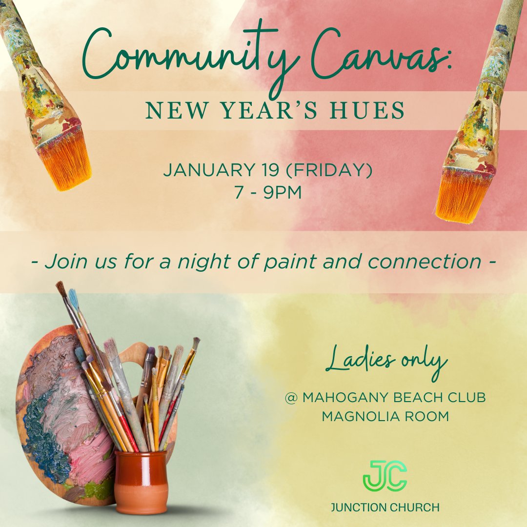 junctioncalgary's tweet photo. Join us for a night of ladies' only community connections and watercolour paint on January 19th, 2024 at the Mahogany Beach Club. 
Register via the link in our IG bio or on our FB event page. We hope to see you there! 
#junctionchurchcalgary #wherelifemeetsfaith https://t.co/dApS6ceOKY
