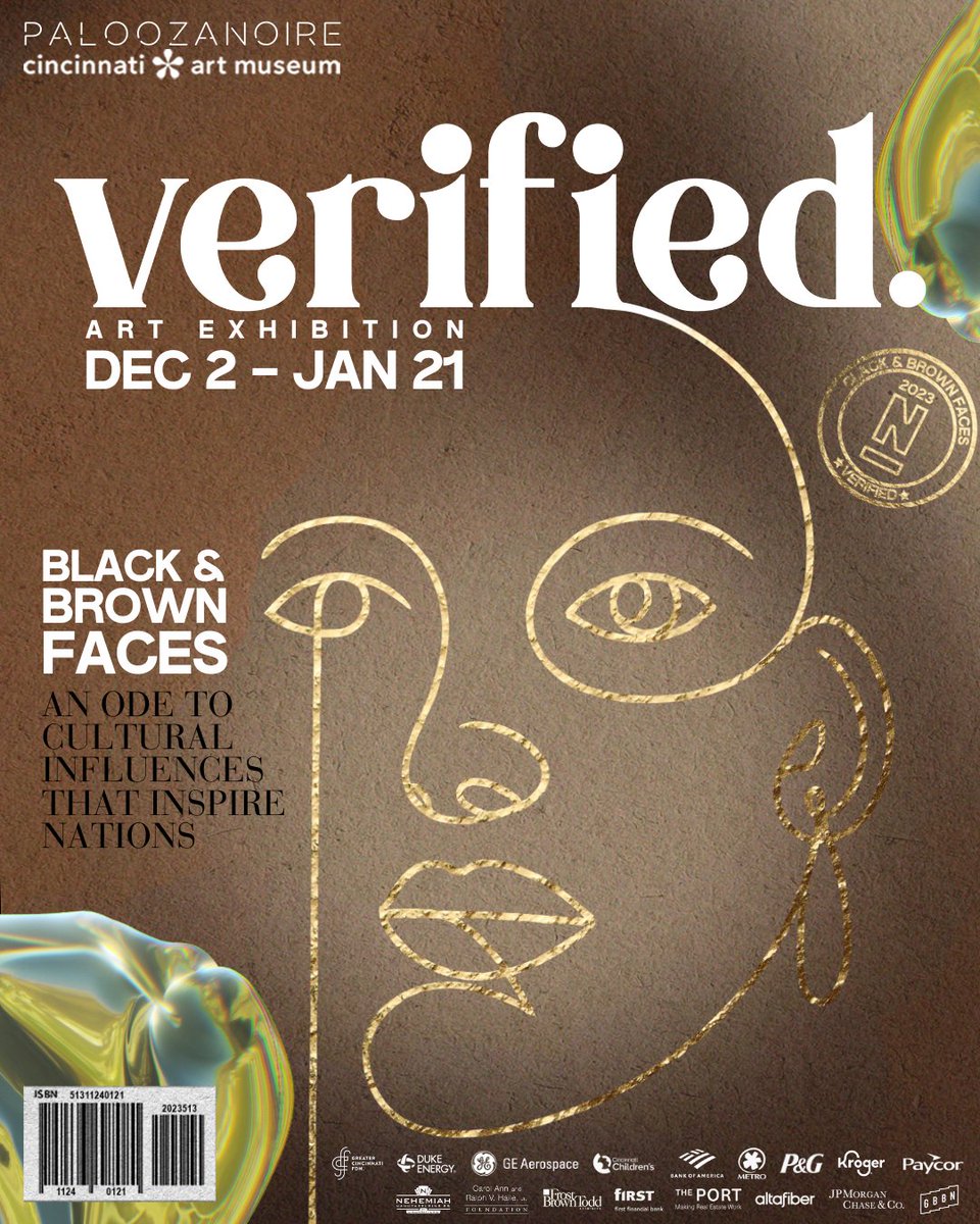 CincinnatiPort's tweet photo. Make a visit to the @cincyartmuseum part of your holiday checklist. The Port is a proud sponsor of Paloozanoire's Black and Brown Faces 2023 Art Exhibition. https://t.co/VeSZUhjk01