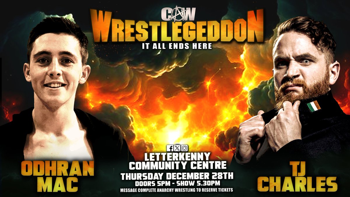 CAWprowrestling's tweet image. 🔥TOMORROW🔥
Stacked show!
🎟Limited tickets remaining🎟
€8 each - 4 for €35
Message to reserve 

Letterkenny Community Centre 
Doors for reserved tickets - 5pm
Doors for those buying at the event - 5.15pm
Show starts 5.30pm