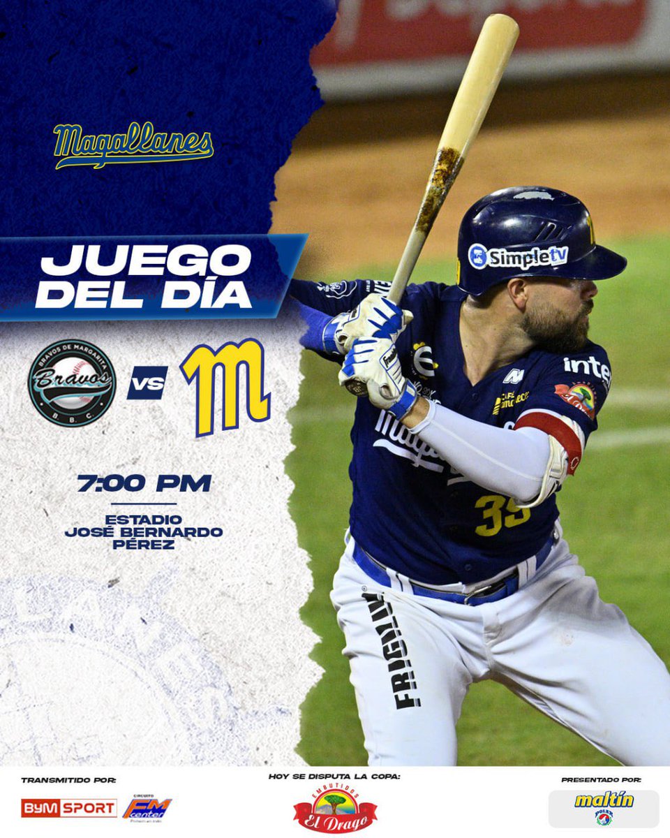 Juego del día ⚾️⚓️

Recibimos a @labarrabrava en un duelo clave para seguir en la lucha por el comodín ⛴️💪

🏟️Estadio José Bernardo Pérez 
🕤7:00
📺 @BymSport 
📻 Circuito AM/FM Center

¡VAMOS MAGALLANES! ⚓️

#Magallanes #VamosMagallanes