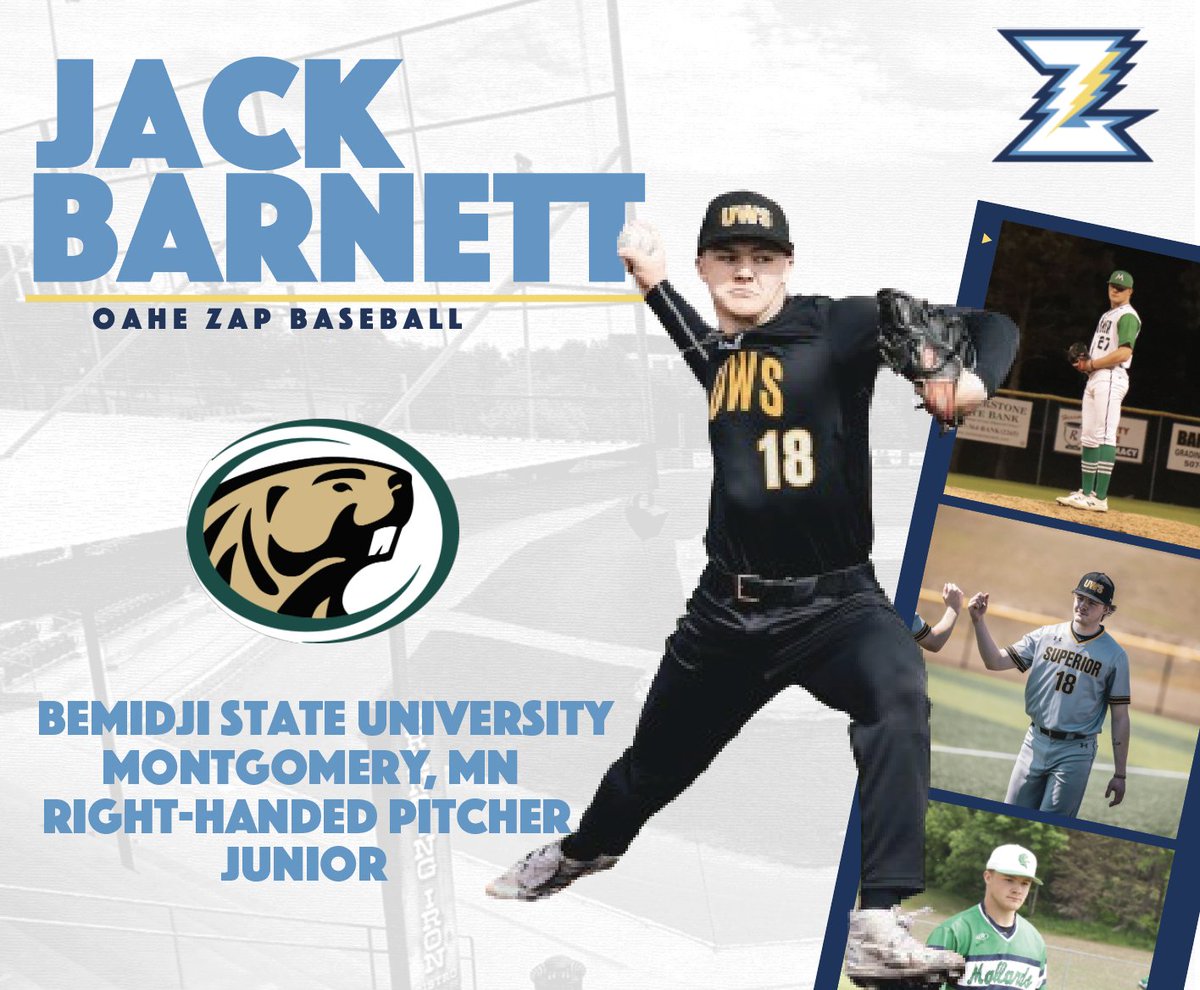 OaheZap's tweet photo. ⚡️PLAYER SIGNING⚡️
We would like to welcome to the Powerhouse @JB9124  
 
Jack is a Right-Handed Pitcher out of Bemidji State University and is from Montgomery, MN.

Welcome to the Zap, Jack!
#ChargedUp⚡️
@BSUBeavers 
@BSUBeaversBase https://t.co/EtGDeHPtqA
