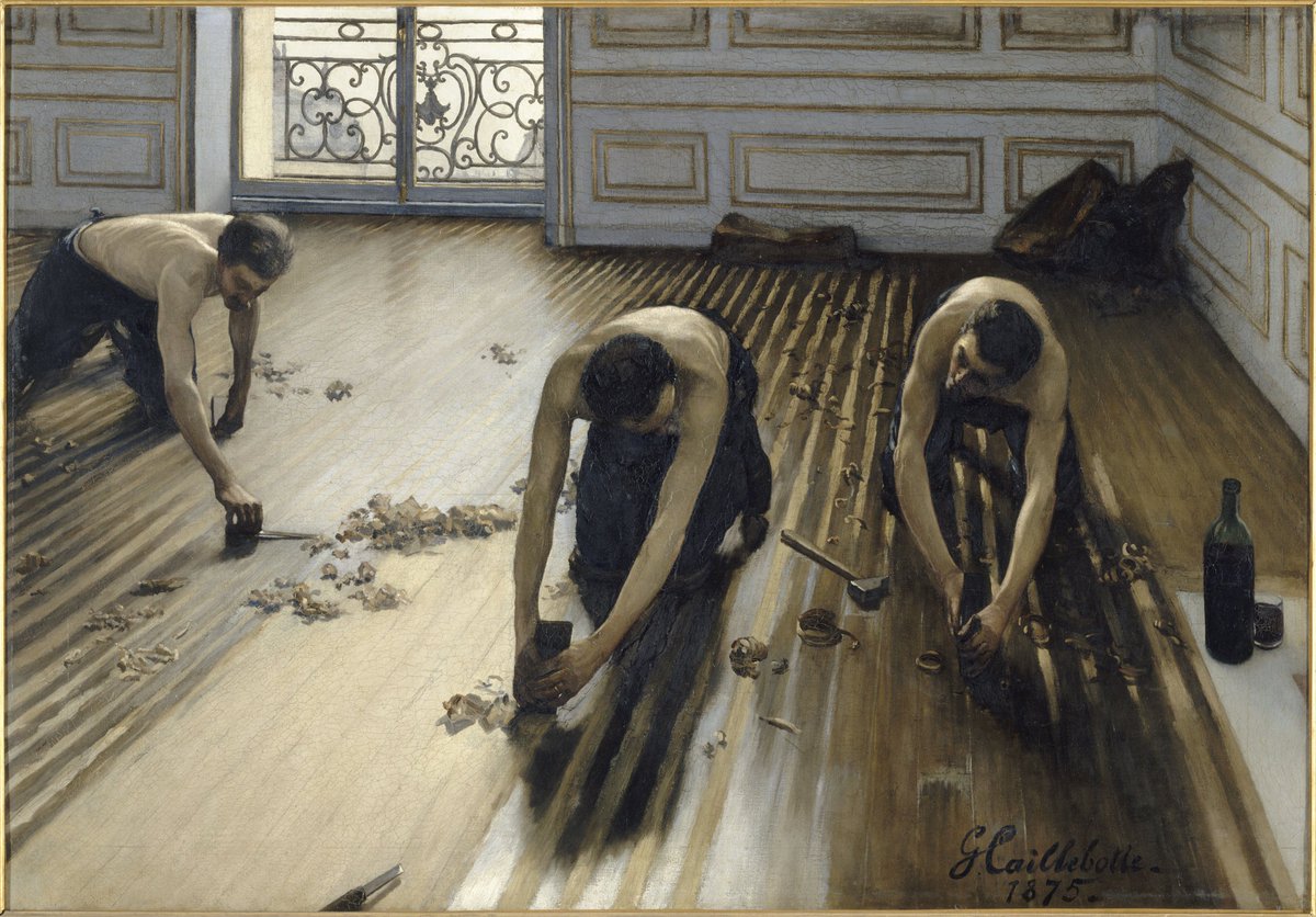 CarlaFe203's tweet photo. If you see this tweet, you have to mention one of your favorite paintings. 
The Floor Scrapers by Gustave Caillebotte https://t.co/JEBk56Qpeo