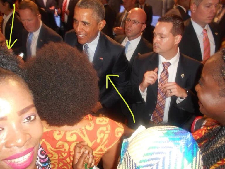 GloryOguegbu's tweet photo. In the #first image, I stole a selfie with #President #Barack #Obama after the security had tried to stop me. Fast forward eight years, in the #second image, I am seated with President Obama in a lengthy roundtable discussion with 11 other leaders. https://t.co/jySHugDYt6