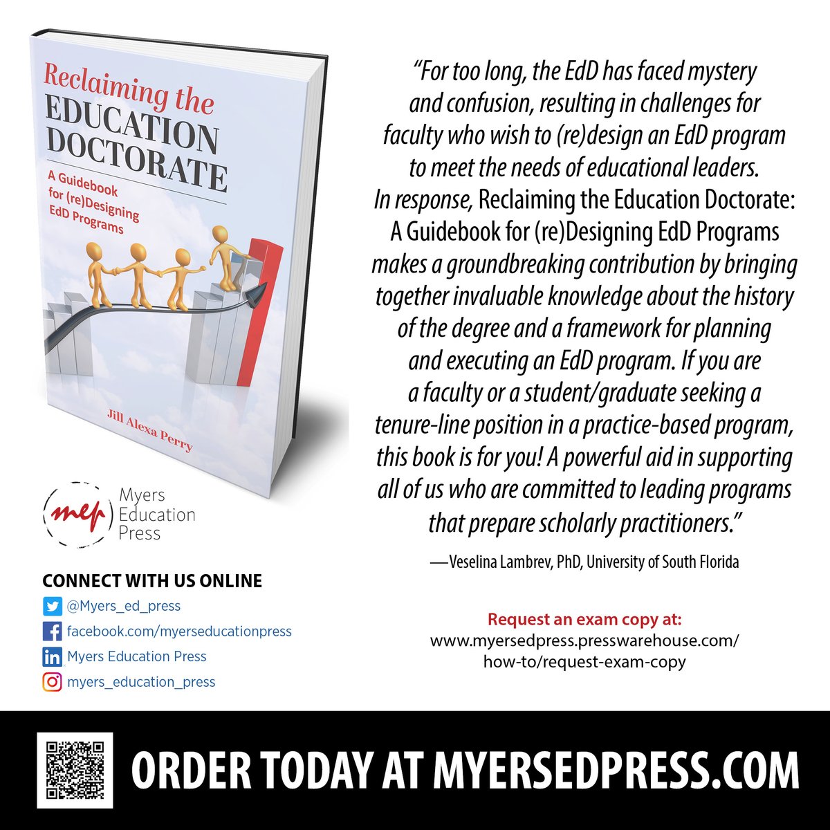 Reclaiming the Education Doctorate: A Guidebook for (re)Designing EdD Programs by @jillaperry is an invaluable resource for anyone developing or revising their EdD program. myersedpress.presswarehouse.com/browse/book/97… #educationalleadership #facultydevelopment #CPED #appliedresearch